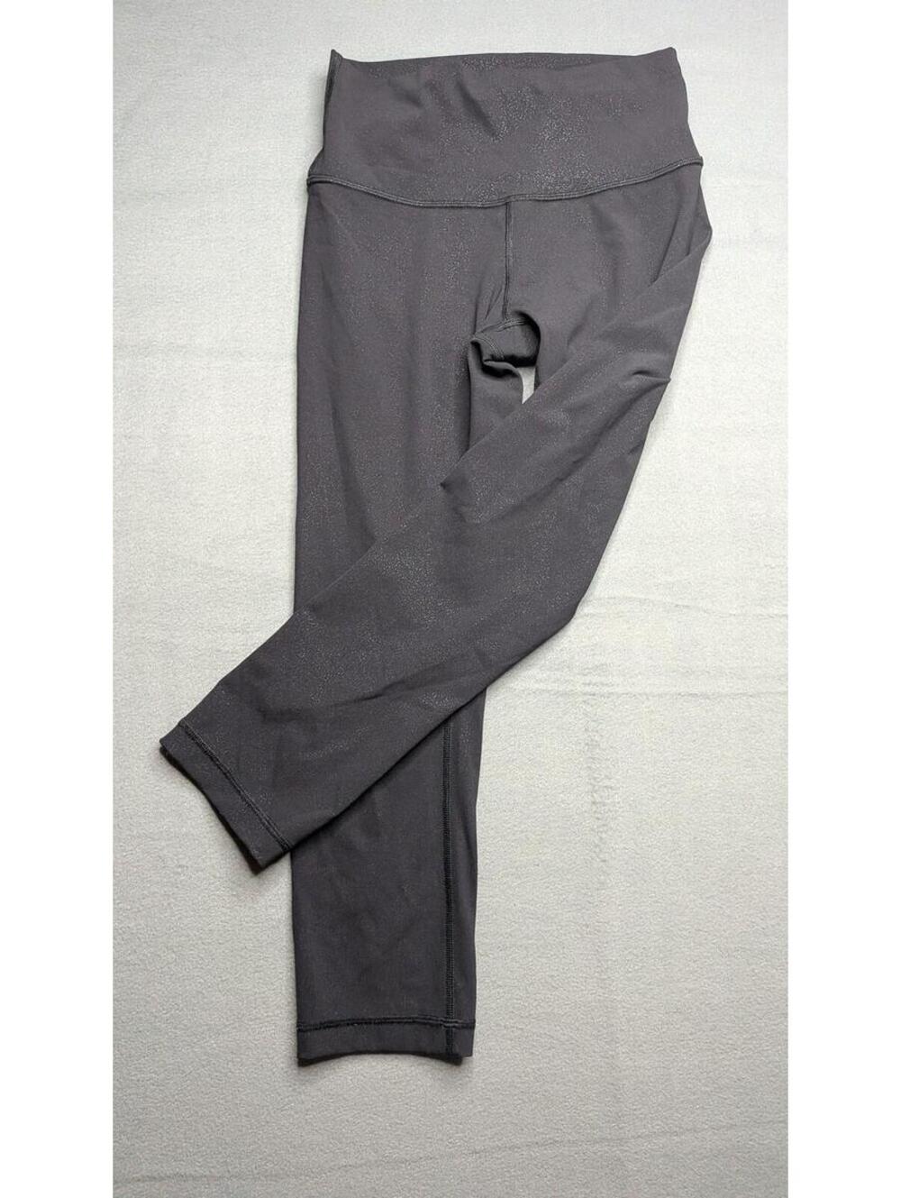Lululemon Leggings Womens 4 Black High Waist Shimmer Crop Yoga Gym Workout
